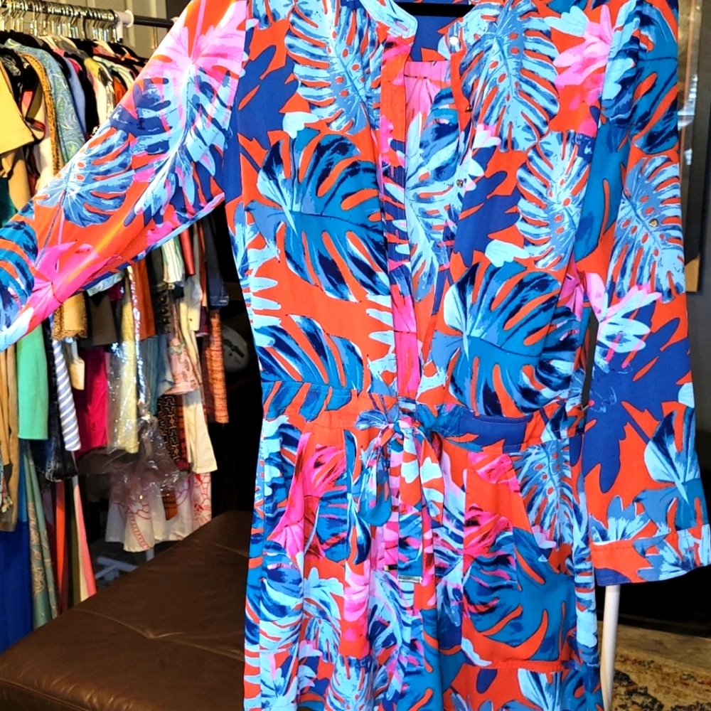 Jennifer Lopez Floral Romper w/ Gold Buttons